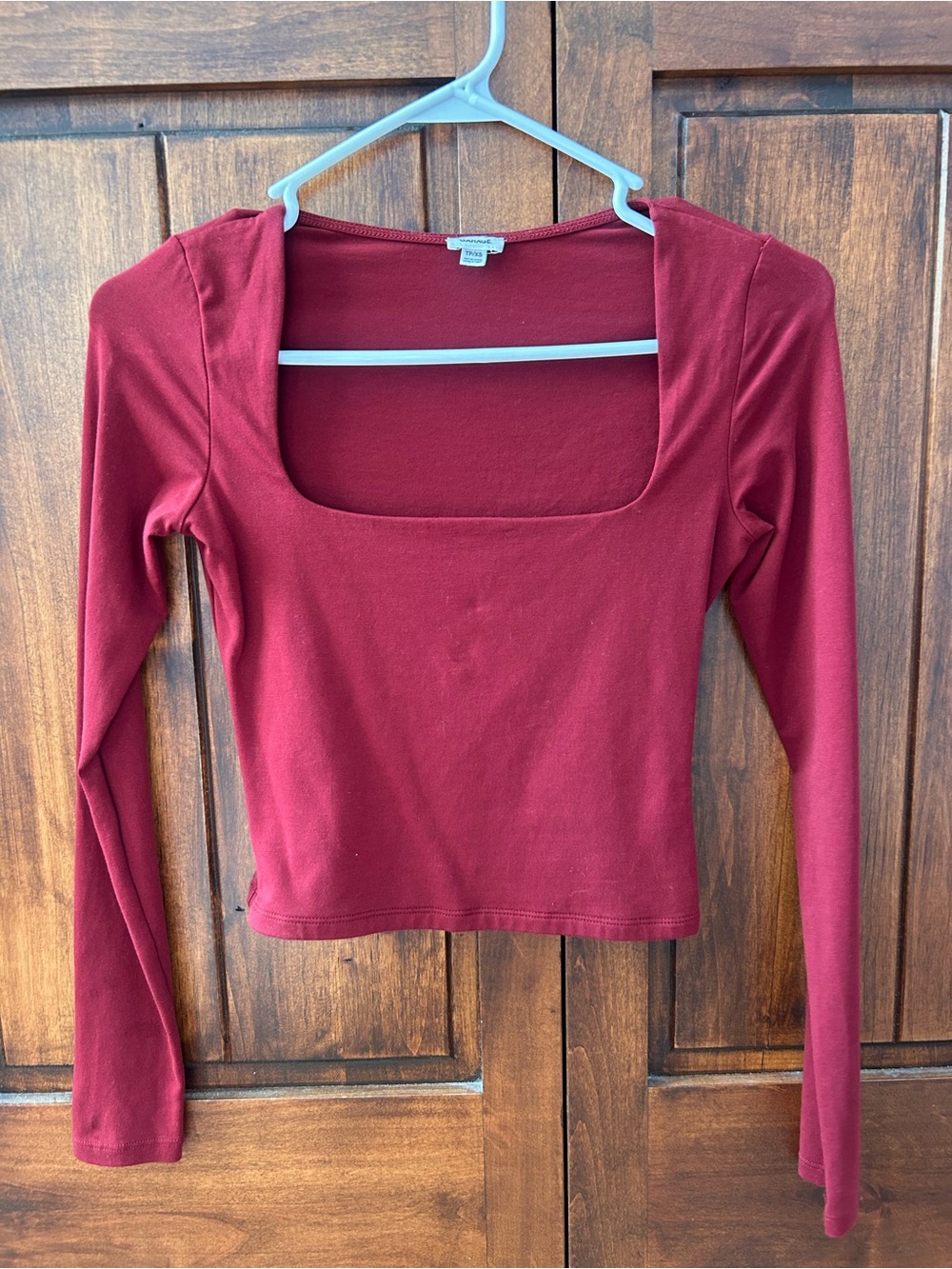 Garage Women’s Long Sleeve Square Neck Top - Red